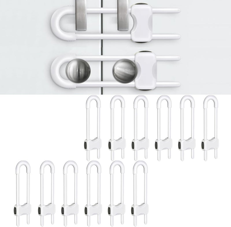 SPISPI Baby Proofing Cabinets,Cabinet Locks for Babies,12 Pack U-Shaped Child Locks for Cabinets, Child Proof Cabinet Latches,Child Safety Cabinet Locks with Adjustable by (White) - Image 1